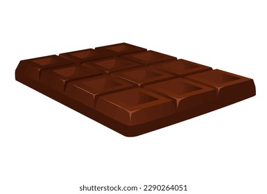 Concept Cocoa chocolate tablet candy. This illustration is a flat design vector image of a tablet of chocolate on a white background. Vector illustration.