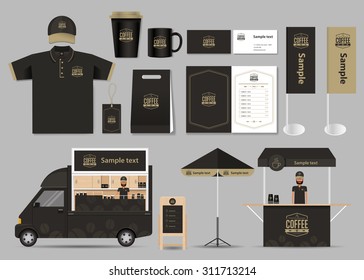 concept for coffee shop and  restaurant  identity mock up template. card .menu.t- shirt.vector