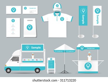 concept for coffee shop and  restaurant  identity mock up template. card .menu.t-shirt.car.umbrella.vector