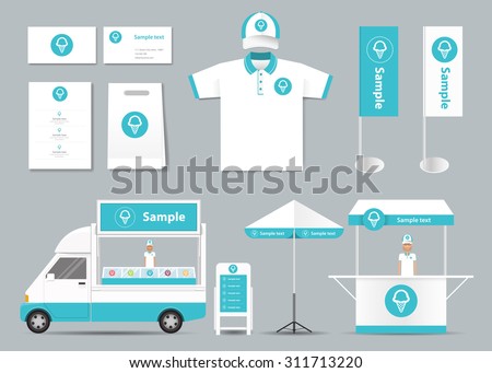 concept for coffee shop and  restaurant  identity mock up template. card .menu.t-shirt.car.umbrella.vector