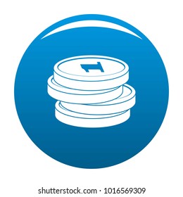 Concept coin icon vector blue circle isolated on white background 