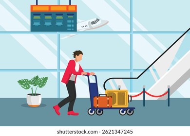 Airport activity Concept. Colored flat vector illustration isolated