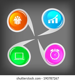 Concept of colorful banners with arrows for different business design. Vector illustration