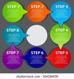 Concept of colorful circular banners with arrows for different business design. Vector illustration