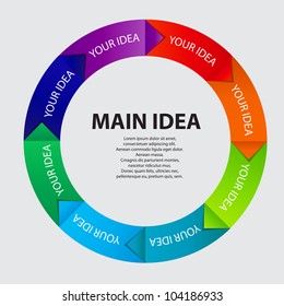 Concept of colorful circular banners with arrows for different business design. Vector illustration infographic