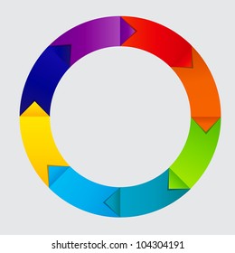 Concept of colorful circular banners with arrows for different business design. Vector illustration