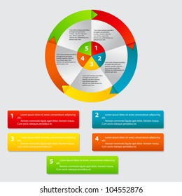 Concept of colorful circular banners with arrows for different business design. Vector illustration