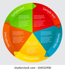 Concept of colorful circular banners with arrows for different business design. Vector illustration