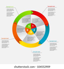 Concept of colorful circular banners with arrows for different business design. Vector illustration