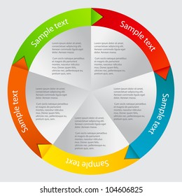 Concept of colorful circular banners with arrows for different business design. Vector illustration