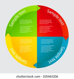 Concept of colorful circular banners with arrows for different business design. Vector illustration