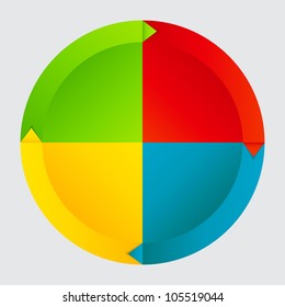 Concept of colorful circular banners with arrows for different business design. Vector illustration