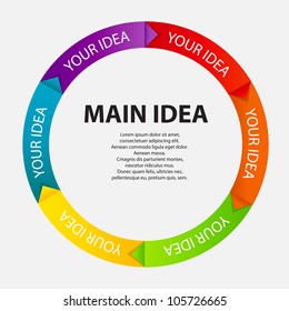 Concept of colorful circular banners with arrows for different business design. Vector illustration