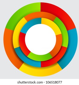 Concept of colorful circular banners with arrows for different business design. Vector illustration