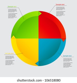 Concept of colorful circular banners with arrows for different business design. Vector illustration