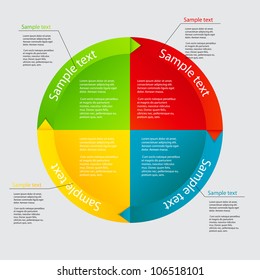 Concept of colorful circular banners with arrows for different business design. Vector illustration