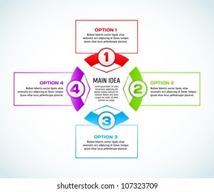 Concept of colorful circular banners with arrows for different business design. Vector illustration.