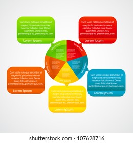 Concept of colorful circular banners with arrows for different business design. Vector illustration