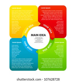 Concept of colorful circular banners with arrows for different business design. Vector illustration