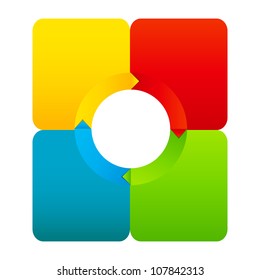 Concept of colorful circular banners with arrows for different business design. Vector illustration