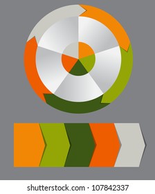 Concept of colorful circular banners with arrows for different business design. Vector illustration