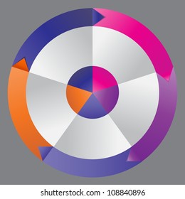 Concept of colorful circular banners with arrows for different business design. Vector illustration