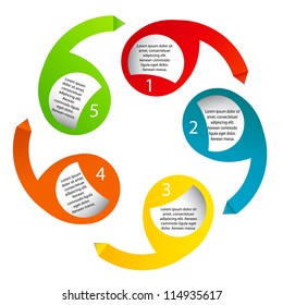 Concept of colorful circular banners with arrows for different business design. Vector illustration