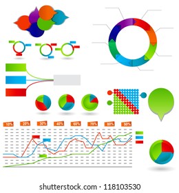 Concept of colorful circular banners with arrows for different business design. Vector illustration.
