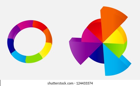 Concept of colorful circular banners with arrows for different business design. Vector illustration