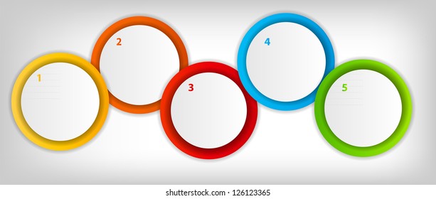 Concept of colorful circular banners with arrows for different business design. Vector illustration
