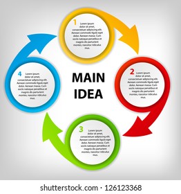 Concept of colorful circular banners with arrows for different business design. Vector illustration