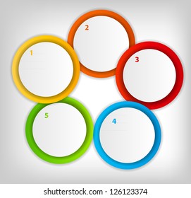Concept of colorful circular banners with arrows for different business design. Vector illustration