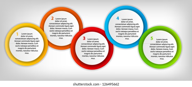 Concept of colorful circular banners with arrows for different business design. Vector illustration