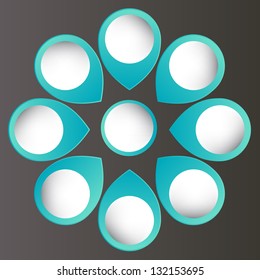 Concept of colorful circular banners with arrows for different business design. Vector illustration