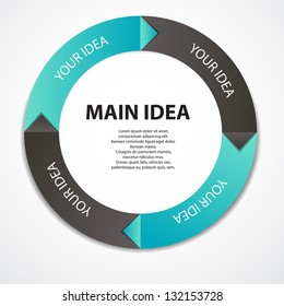 Concept of colorful circular banners with arrows for different business design. Vector illustration