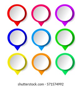 Concept of colorful circular banners with arrows for different business design. 