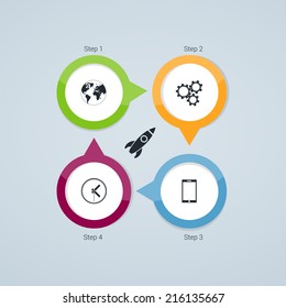 Concept of colorful circular banners for different business design. Vector illustration