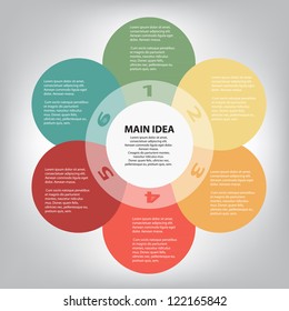Concept of colorful circular banners in flower form for different business design. Vector illustration