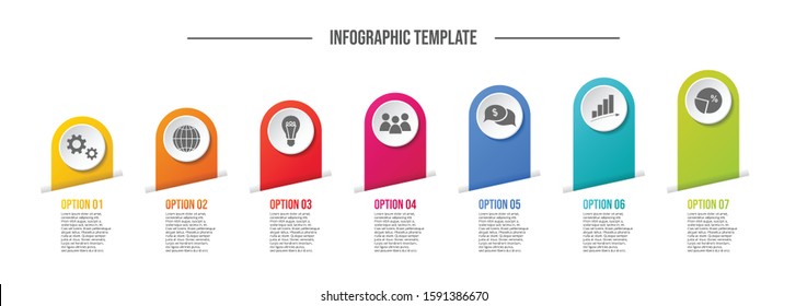 Concept of a colorful infographic with business icons - infographic template. Vector