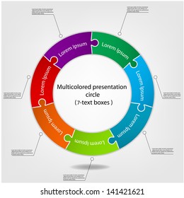 Concept of  colorful puzzle on circular banners  for different business design. Vector