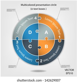Concept of colorful puzzle on circular banners for different business design. Vector