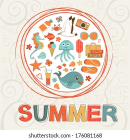 Concept colorful  round summer composition