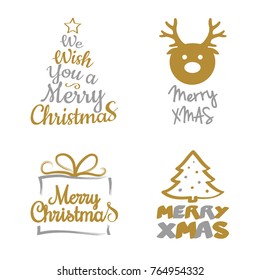 Concept of colourful Christmas wishes - set with icons. Vector.
