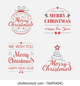 Concept of colourful Christmas wishes - set with icons. Vector.