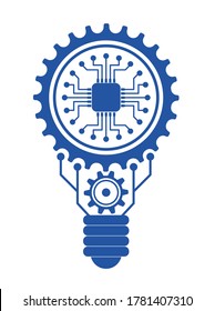 The concept of combining units of precision mechanics with electronics. Vector gears modern mechanism industrial concept.