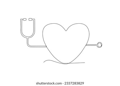 The concept of commemorating Heart Day. World heart day one-line drawing