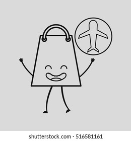 concept commerce bag gift with airplane icon vector illustration eps 10