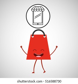 concept commerce bag gift with smartphone store online vector illustration eps 10