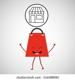 concept commerce bag gift with store vector illustration eps 10
