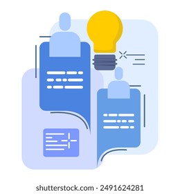 concept of communicating, connecting talk, conversation message, meeting or discussion, Communicating a solution to solve a problem, agreement, flat design icon vector illustration on background.